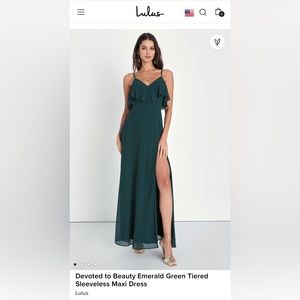 Lulus XS Emerald Green Tiered Sleeveless Maxi Dress